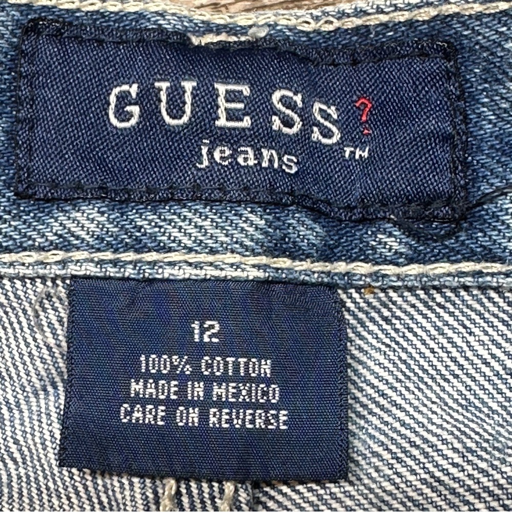 Vintage Guess Jeans Denim Jorts Baggy Y2K Carpenter Shorts Size 12 GUC - Picture 2 of 13